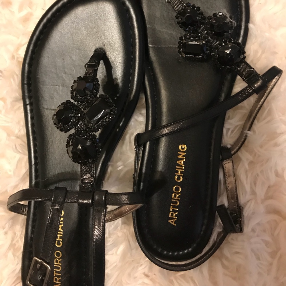Black rhinestone sandals